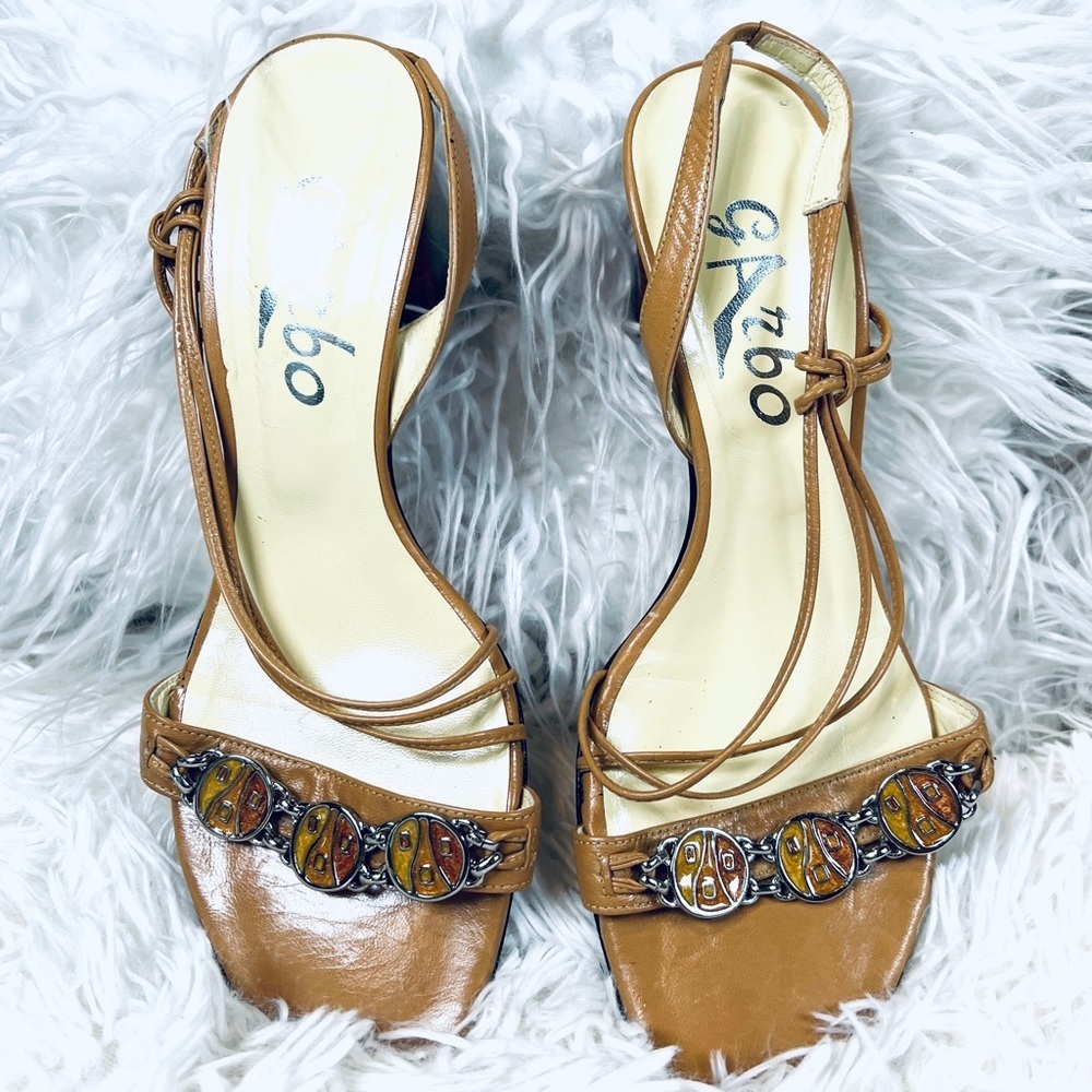 GARBO Slingback Tan Sandal leather dressy Shoes